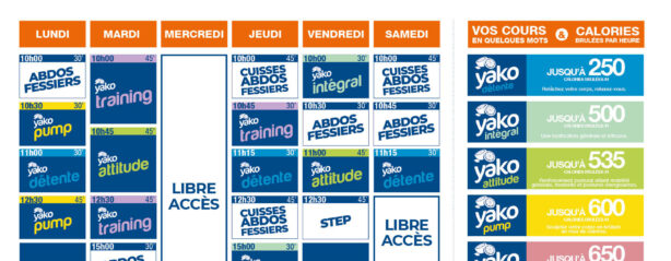 planning salle de sport l'Orange bleue Caen Mondeville