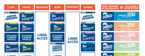 planning salle de sport l'Orange bleue Craon