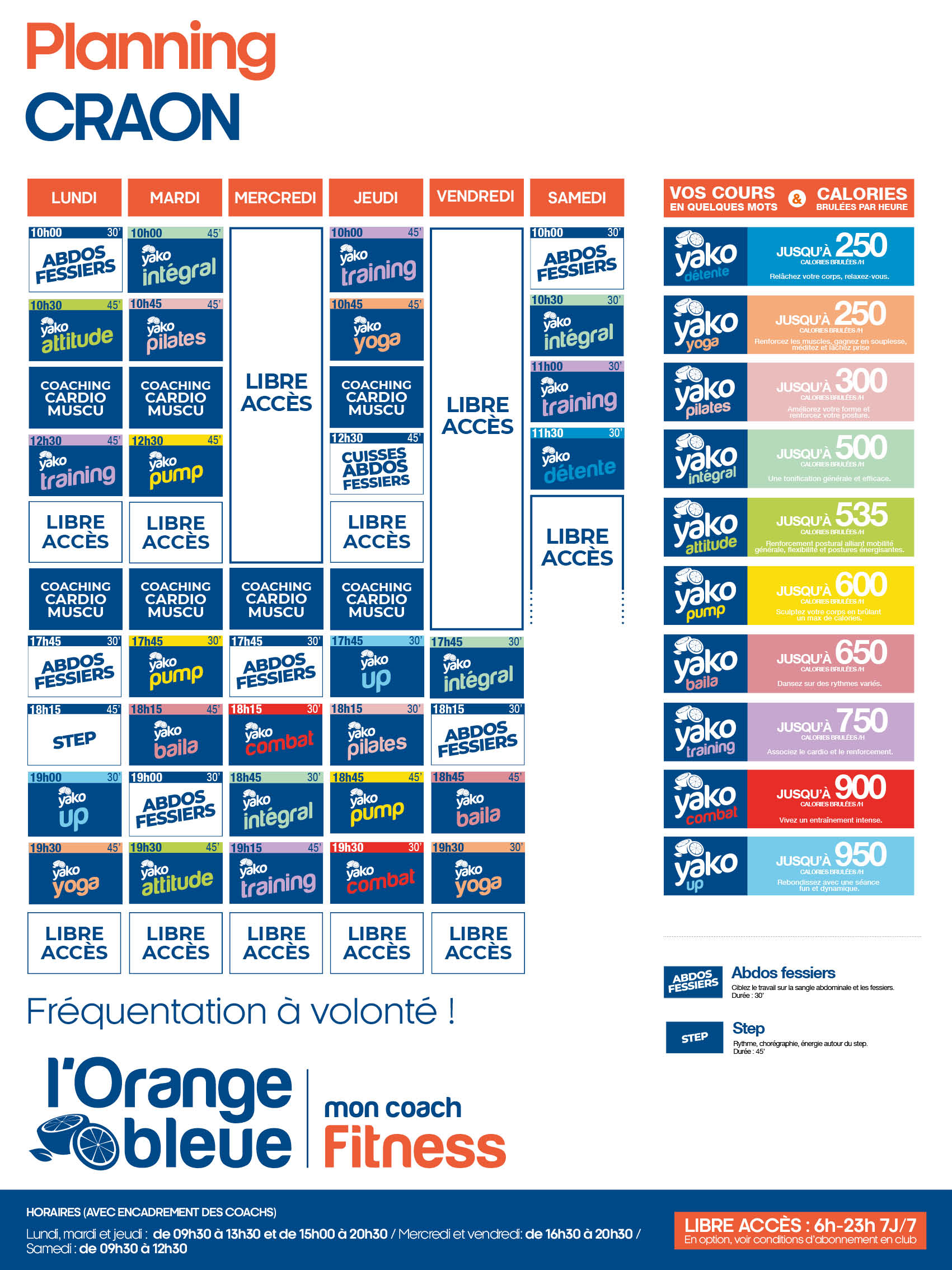 planning salle de sport l'Orange bleue Craon