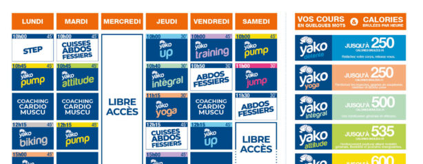 planning salle de sport l'Orange bleue Blois