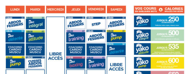 planning salle de sport l'Orange bleue Castets