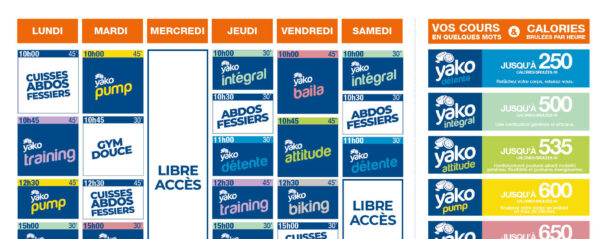 planning salle de sport l'Orange bleue Dinan