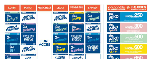 planning salle de sport l'Orange bleue Carquefou