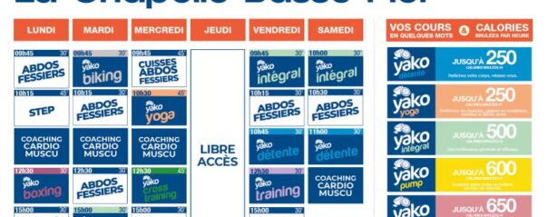 planning salle de sport l'Orange bleue La Chapelle Basse Mer