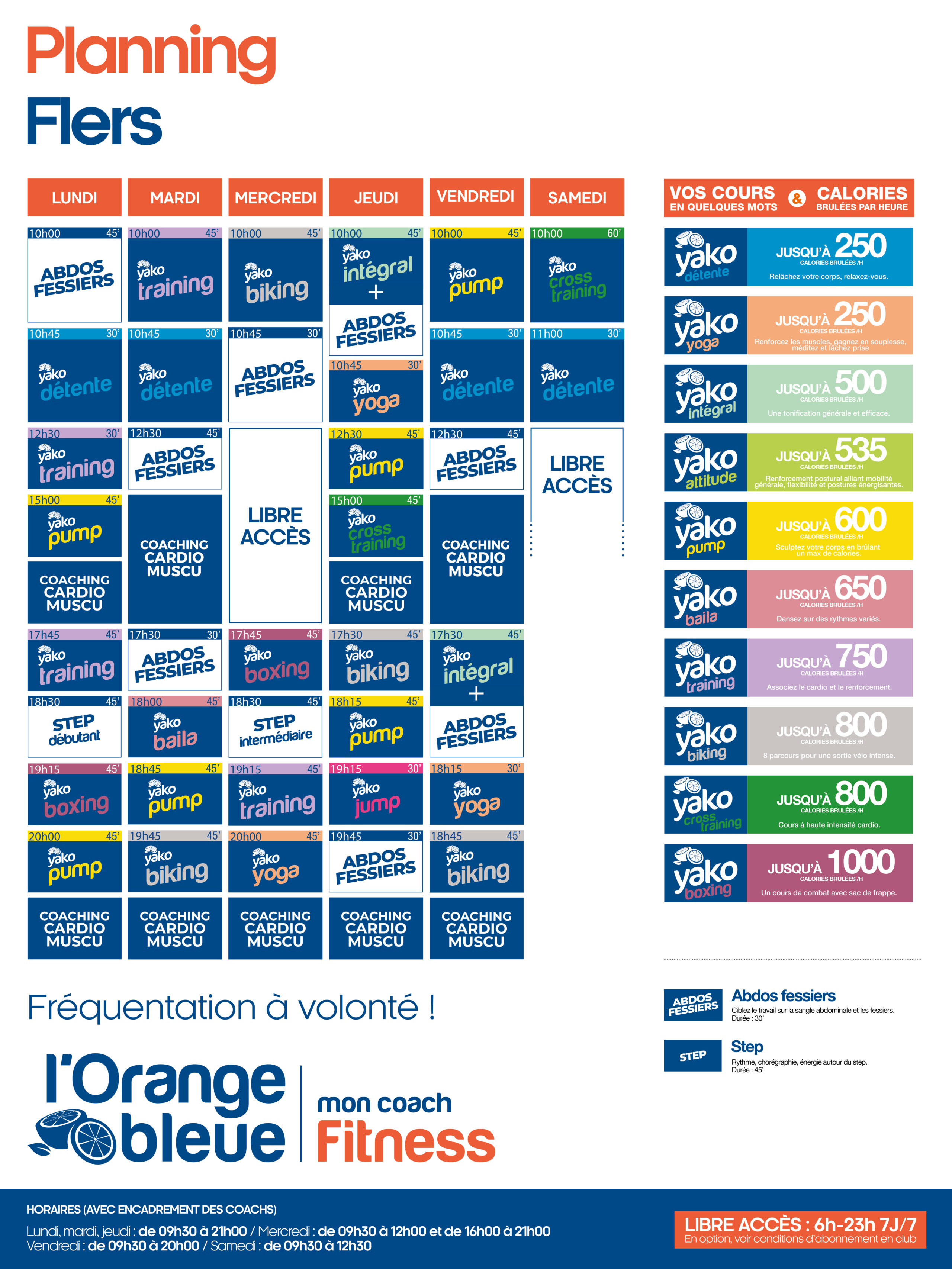 planning salle de sport l'Orange bleue Flers