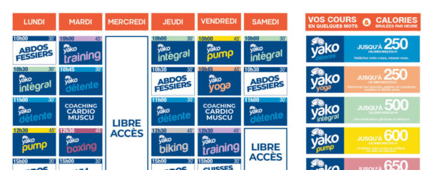 planning salle de sport l'Orange bleue granville