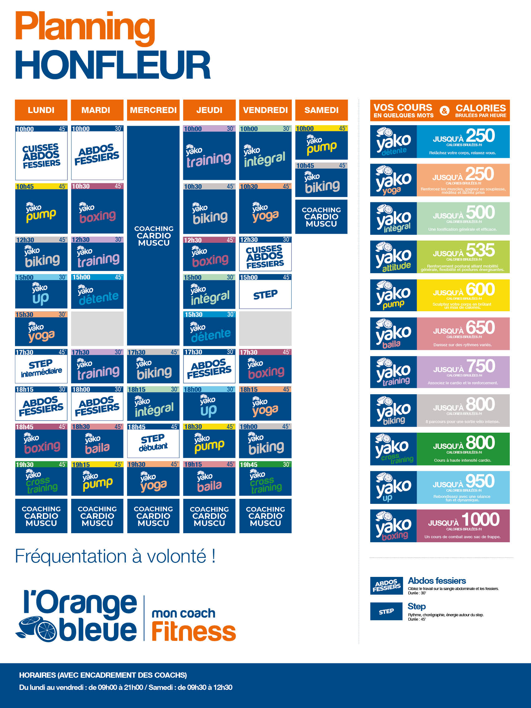 planning salle de sport l'Orange bleue Honfleur