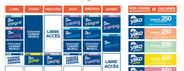 planning salle de sport l'Orange bleue Bain de bretagne