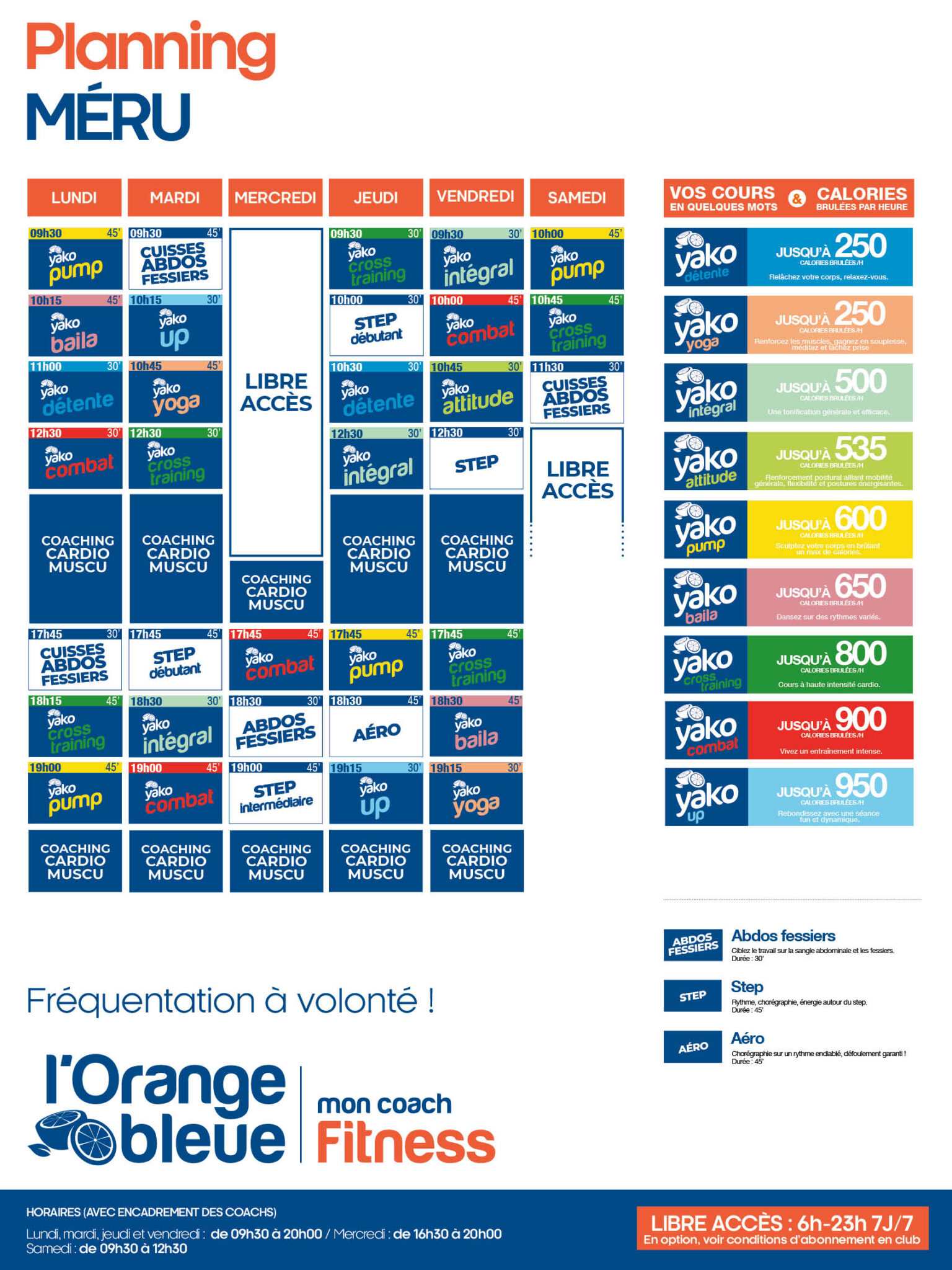 planning salle de sport l'orange bleue méru