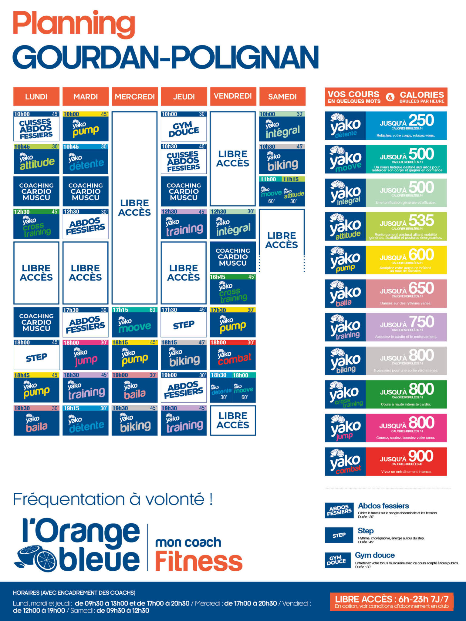 planning salle de sport l'orange bleue gourdan polignan