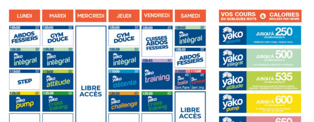 planning salle de sport l'Orange bleue Breuillet