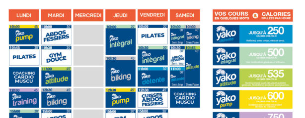 planning salle de sport l'Orange bleue Chartres