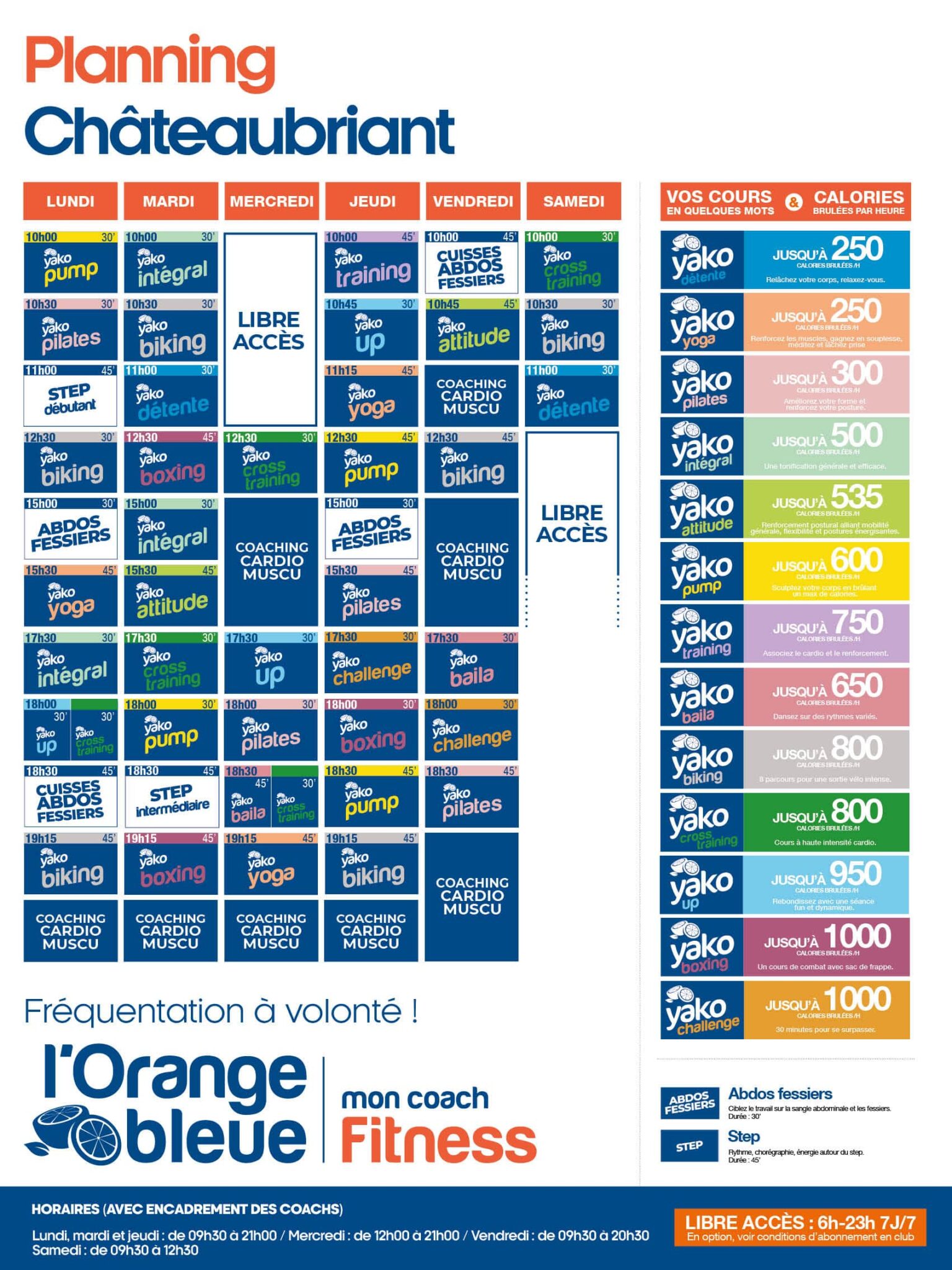 planning salle de sport l'orange bleue châteaubriant