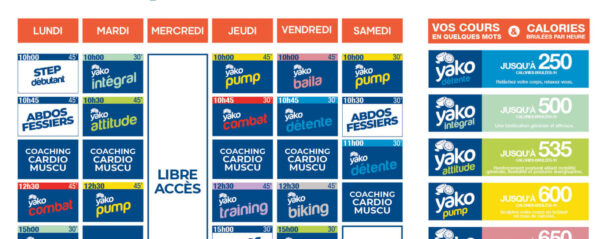 planning salle de sport l'Orange bleue Chauny