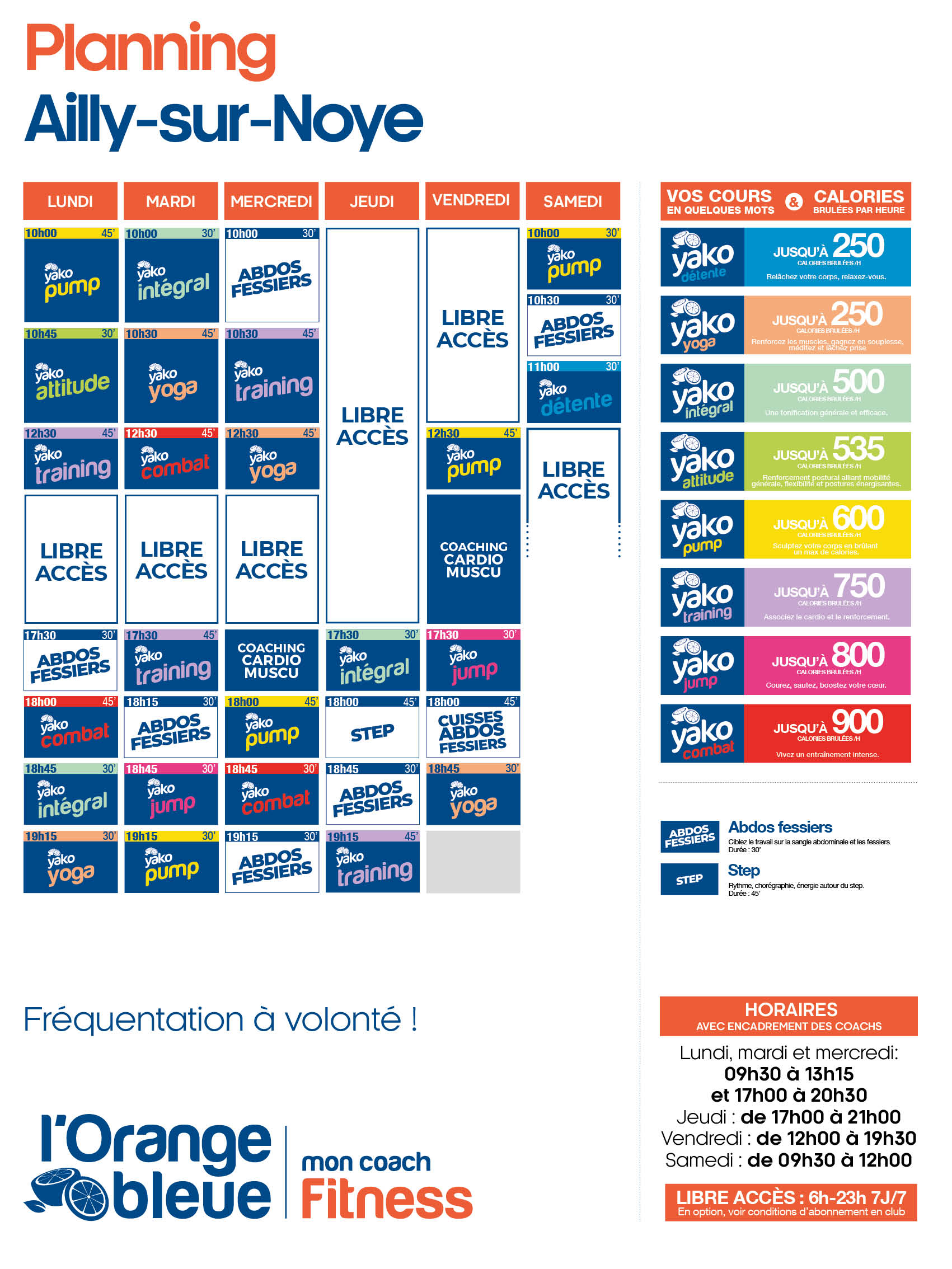 planning salle de sport l'Orange bleue Ailly sur Noye