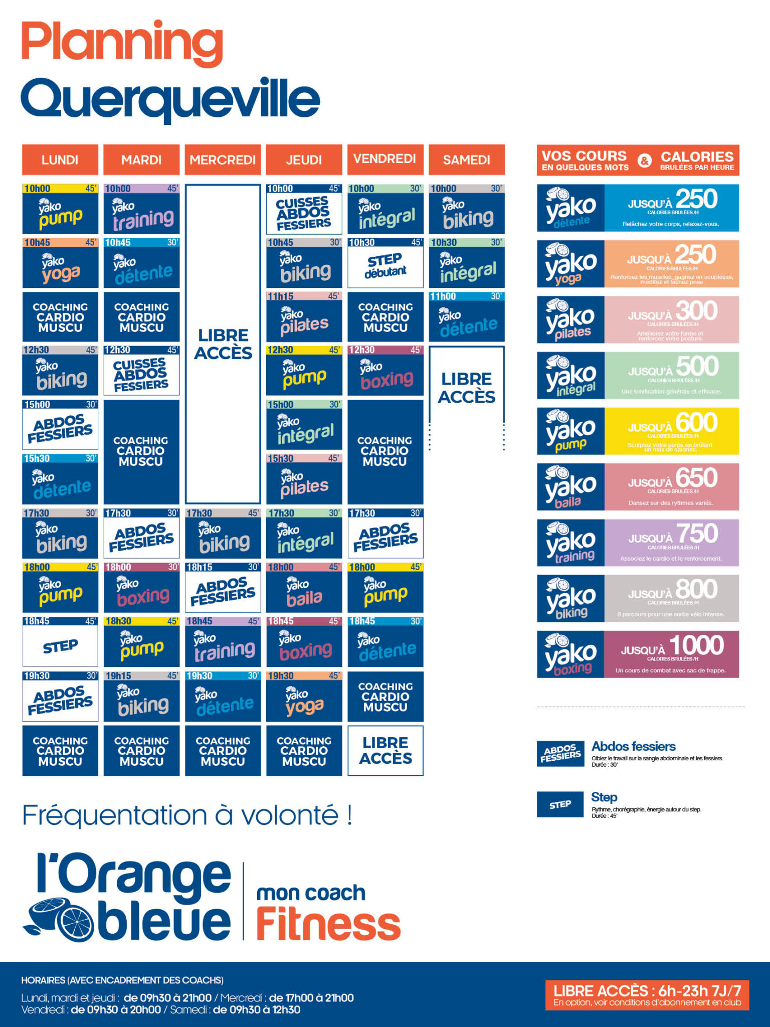 planning salle de sport l'Orange bleue Querqueville