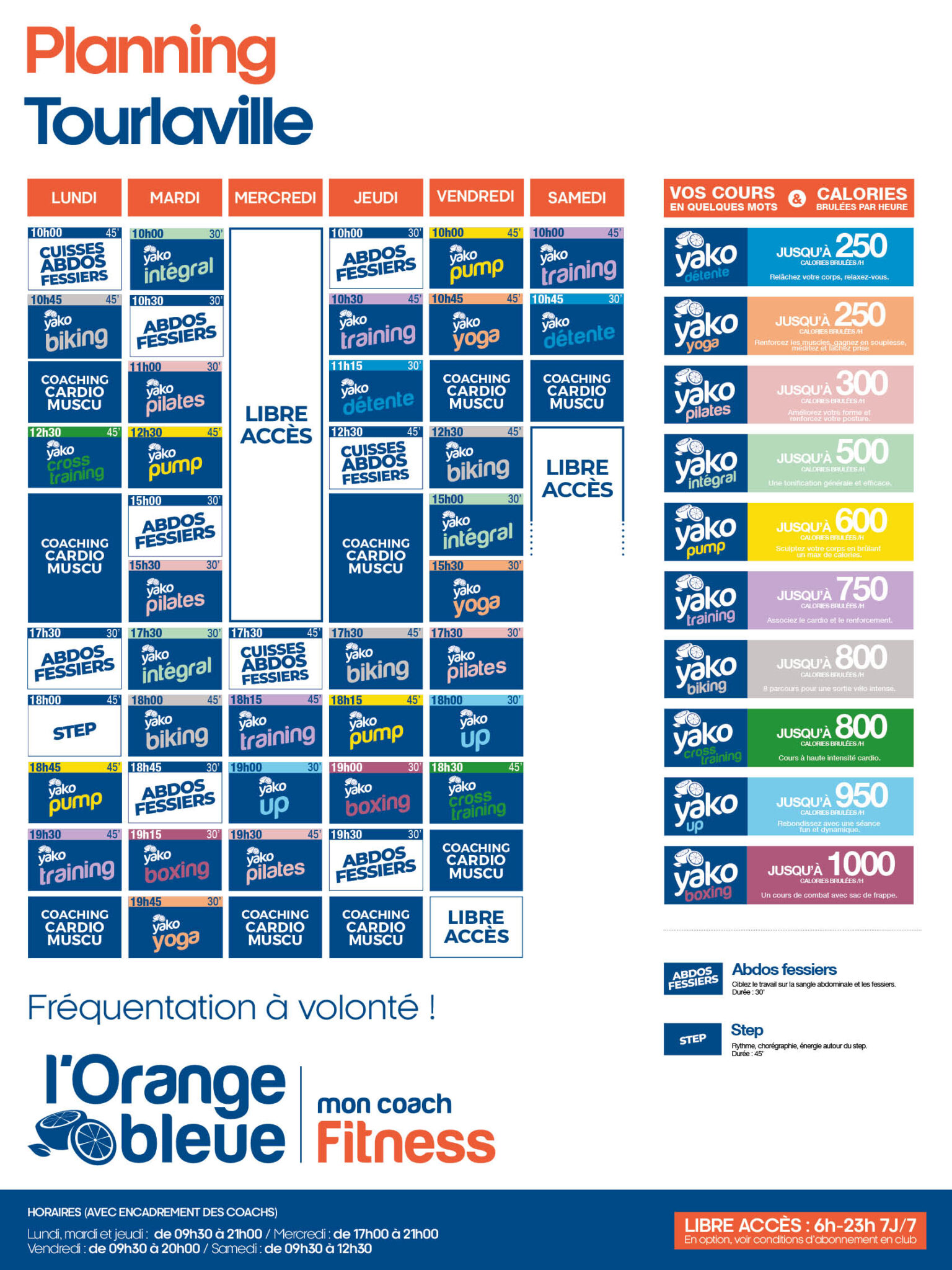 planning salle de sport l'Orange bleue Tourlaville