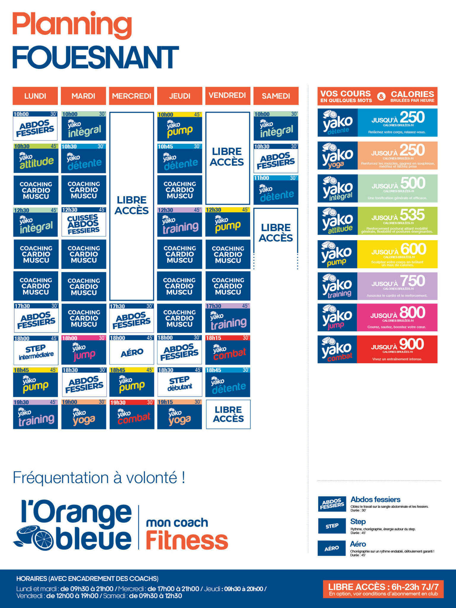 planning salle de sport l'Orange bleue Fouesnant