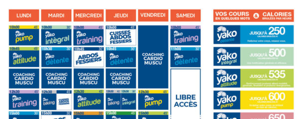 planning salle de sport l'Orange bleue Guichen