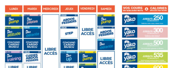 planning salle de sport l'Orange bleue Egletons