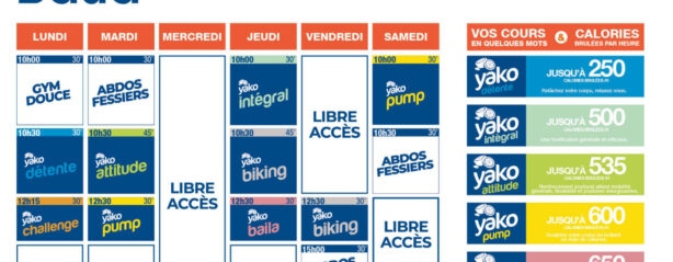 planning salle de sport l'Orange bleue Baud