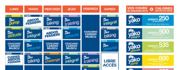 planning salle de sport l'Orange bleue Guer