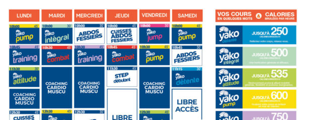 planning salle de sport l'Orange bleue Le Barp