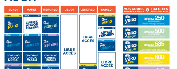 planning salle de sport l'Orange bleue Auch