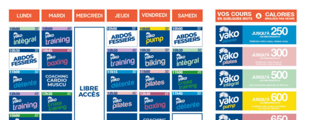 planning salle de sport l'Orange bleue Crépy en Valois